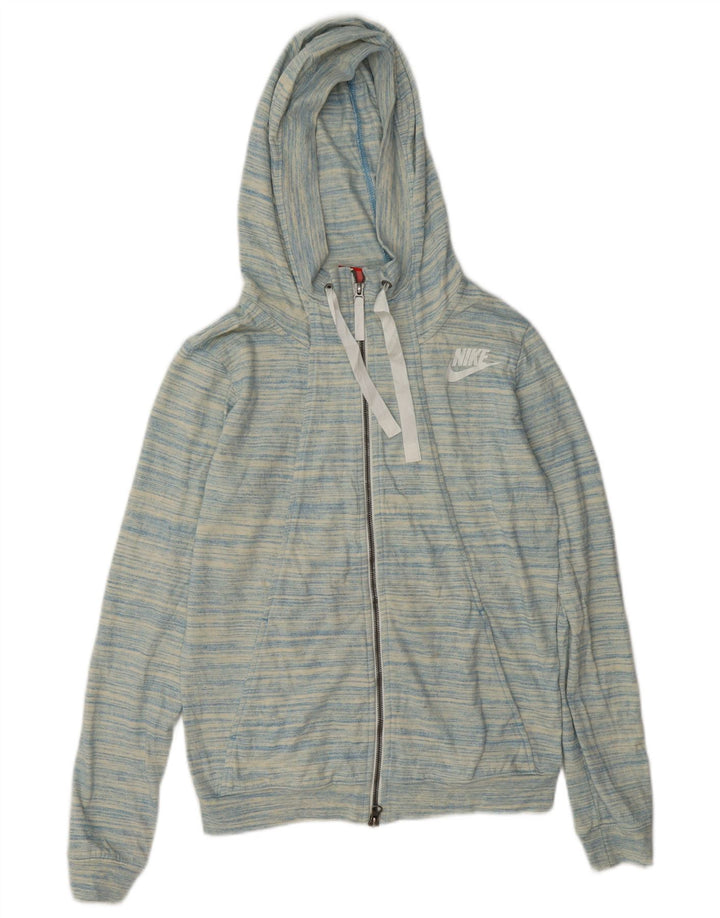 Felpa con cappuccio e zip da donna Nike UK 10 Small Poliestere screziato blu