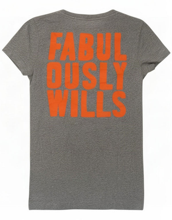 Jack Wills T-shirt grafica da donna UK 8 Small Grigio Cotone