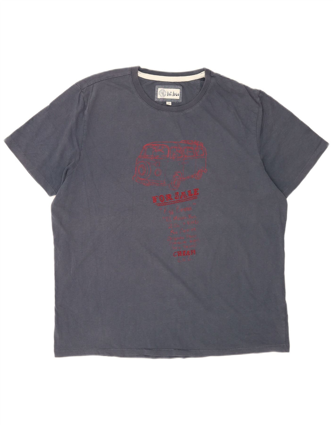 T-shirt grafica da uomo Fat Face Top XL in cotone blu navy