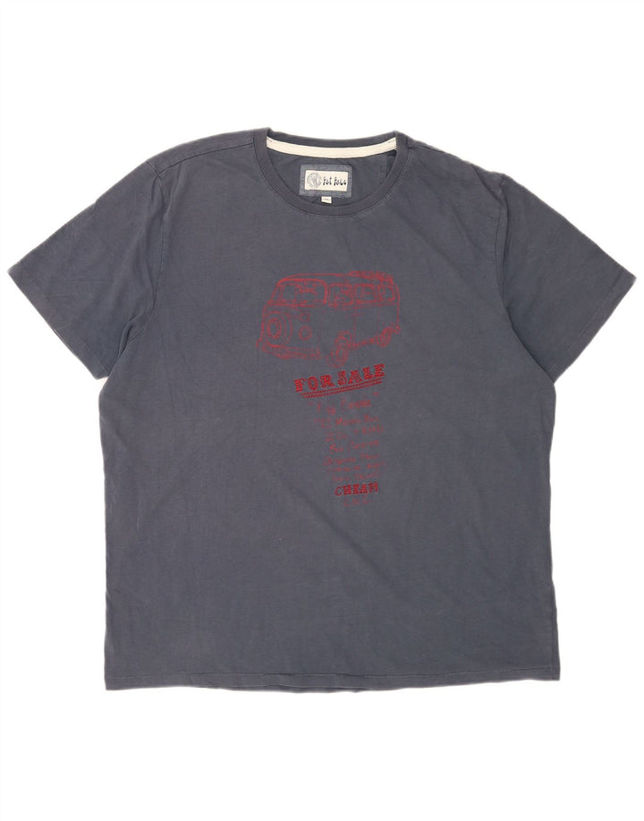 T-shirt grafica da uomo Fat Face Top XL in cotone blu navy