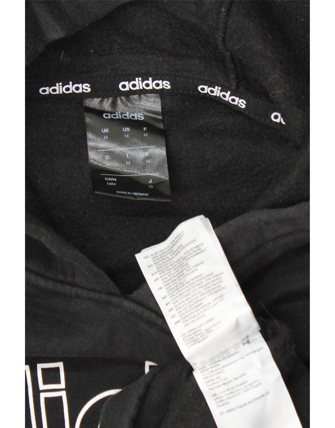 ADIDAS Mens Graphic Hoodie Jumper Medium Black Cotton Vintage Adidas and Second-Hand Adidas from Messina Hembry 