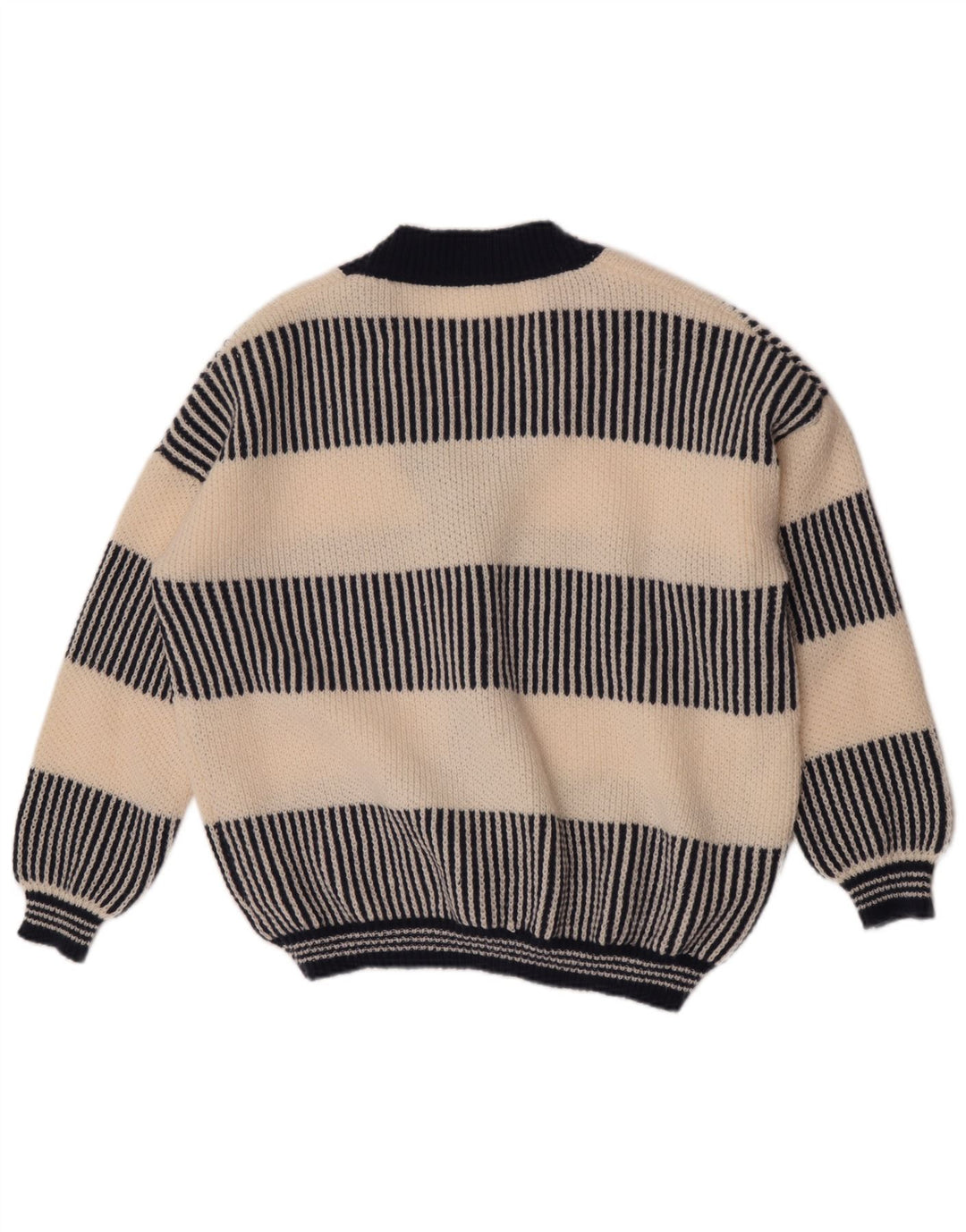 Maglione cardigan vintage da donna UK 18 XL a righe blu navy