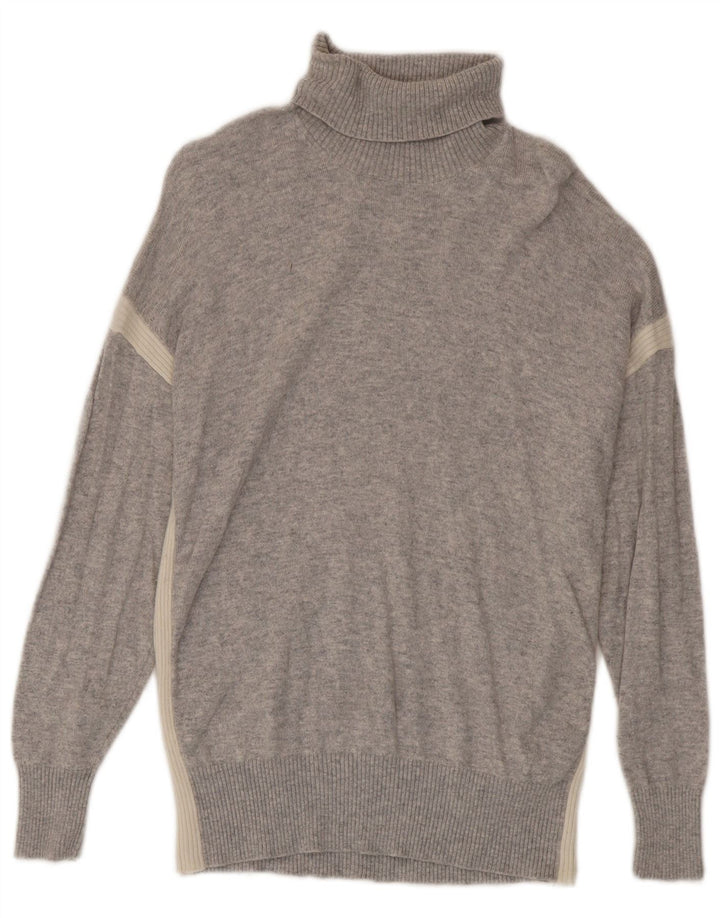 Maglione da uomo Reiss con collo alto e lana color block grigio medio