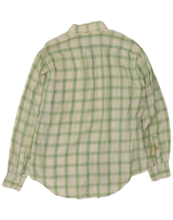 Camicia da uomo Massimo Dutti taglia 44 XL lino verde a quadri