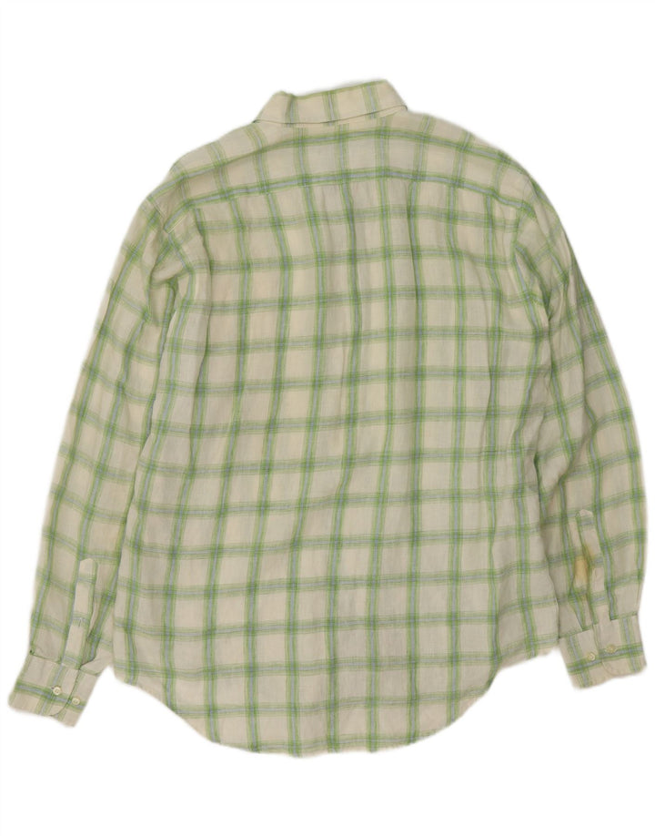 Camicia da uomo Massimo Dutti taglia 44 XL lino verde a quadri