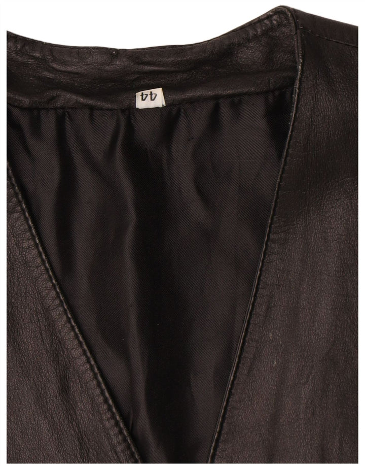 Gilet in pelle da donna vintage IT 44 medio nero