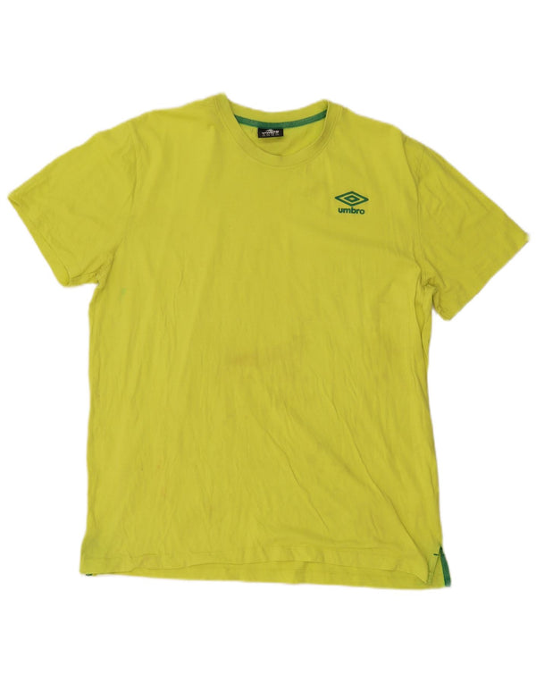 Umbro Mens T-Shirt Top 2XL Yellow Cotton