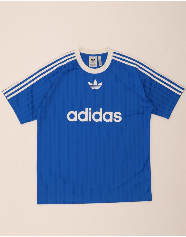 T-shirt grafica da uomo ADIDAS Top in poliestere a righe blu medio