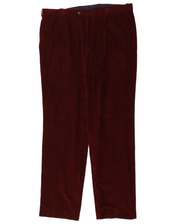 Pantaloni dritti in velluto a coste dalla vestibilità sartoriale Marks & Spencer da uomo W34 L31 Rossi