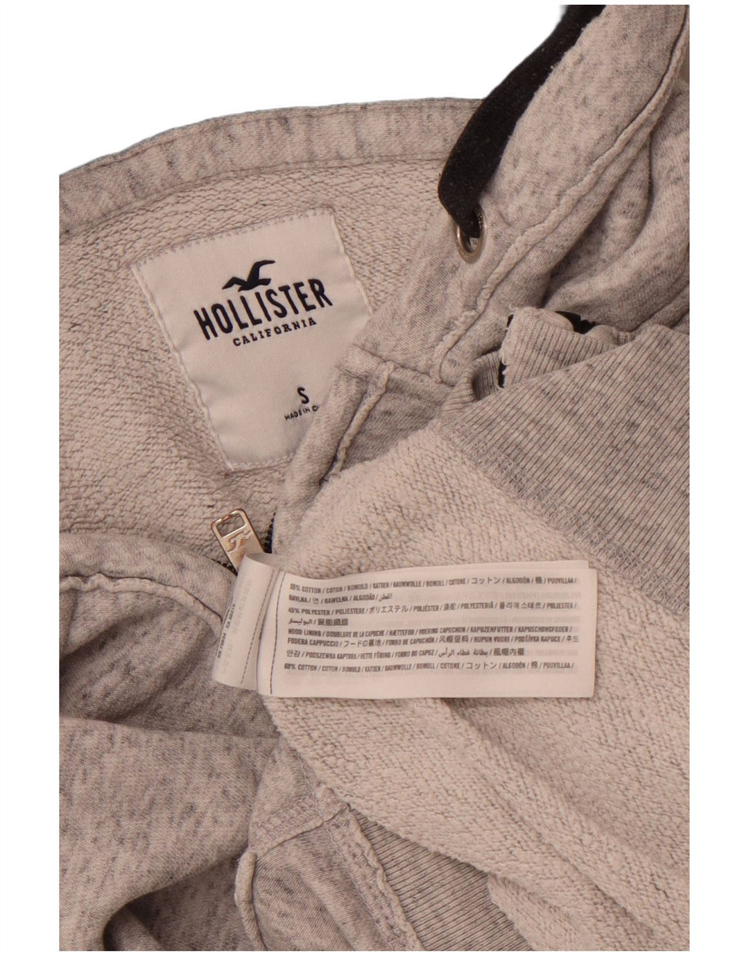 Maglione con cappuccio e zip da uomo HOLLISTER piccolo in cotone chiazzato grigio