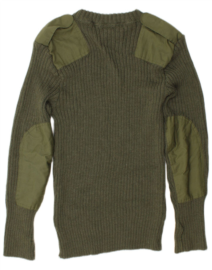 Maglione maglione girocollo militare da uomo VINTAGE medio kaki
