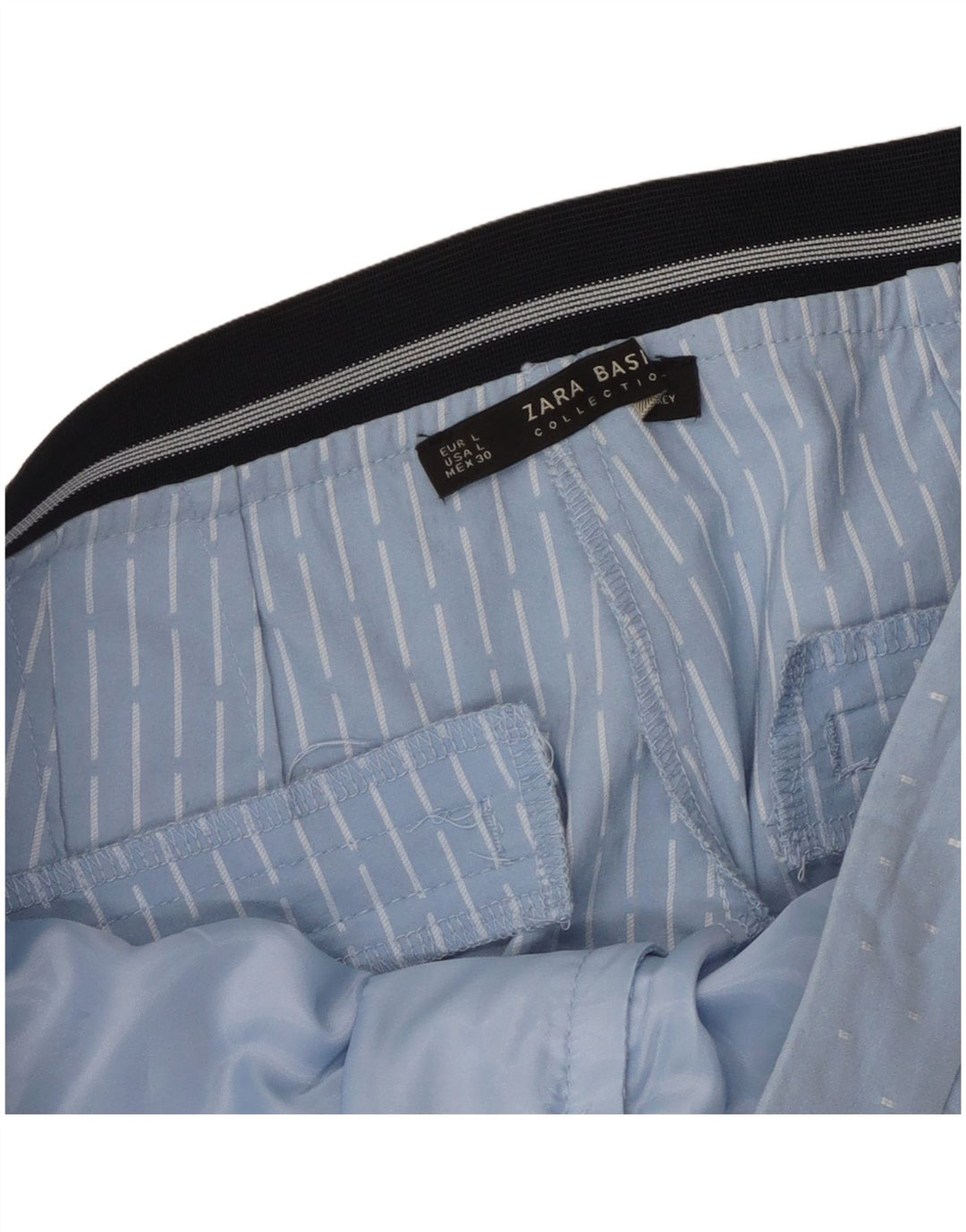 Pantaloni chino slim da donna Zara grandi W32 L27 blu geometrici