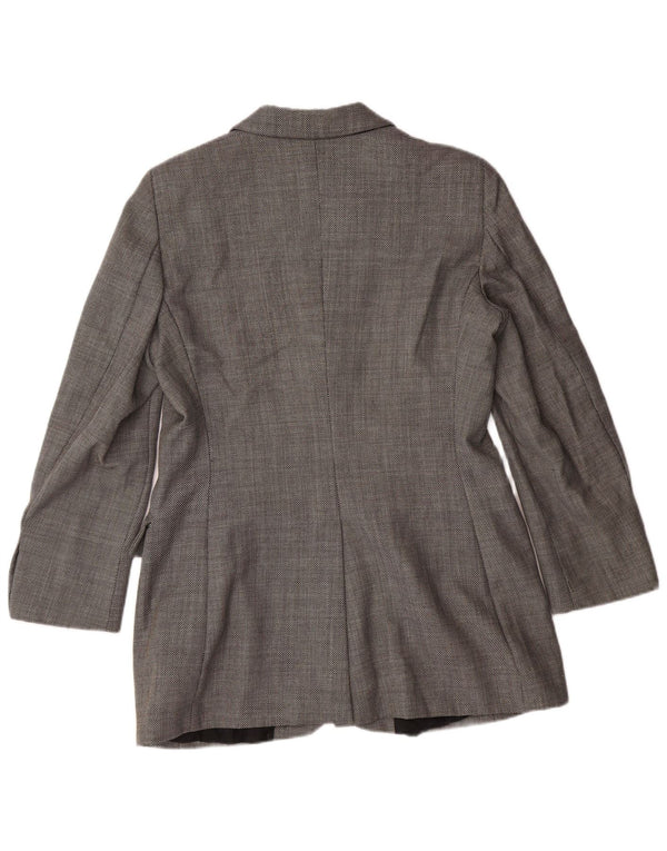 Giacca blazer economica e chic da donna MOSCHINO UK 14 Large Grey Classic
