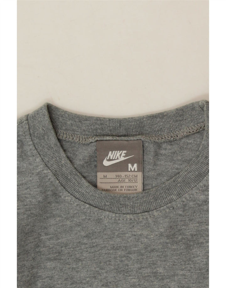 NIKE Boys Graphic Top Long Sleeve 10-11 Years Grey Cotton Vintage Nike and Second-Hand Nike from Messina Hembry 