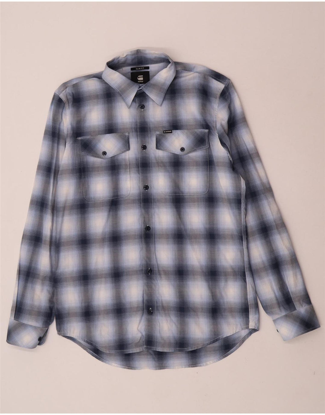 Camicia G-Star da uomo slim fit in cotone a quadri blu grandi
