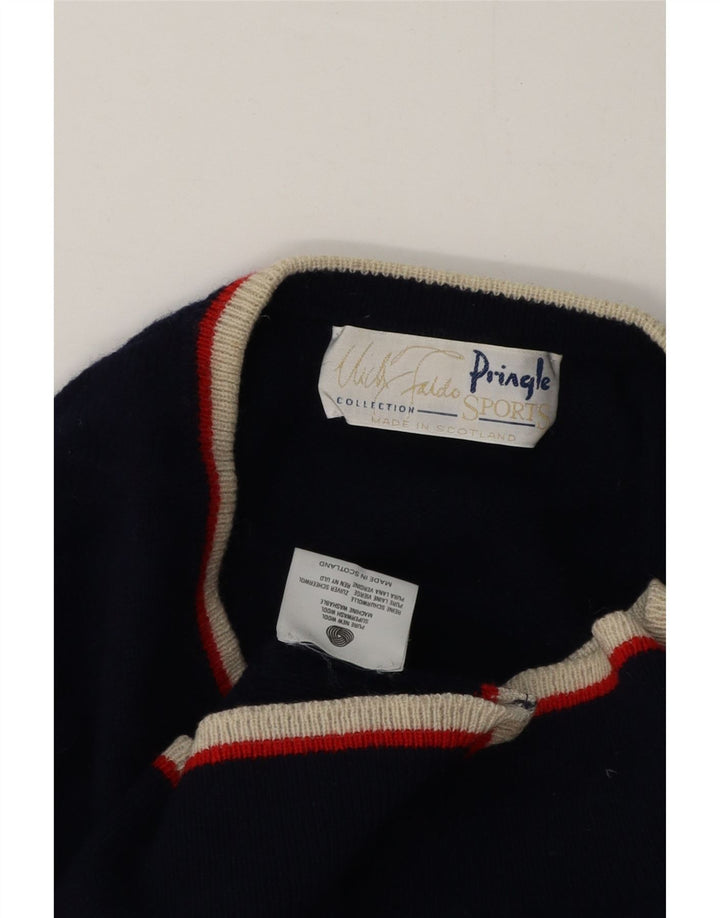 Maglione da uomo Pringle con scollo a V, grande, in lana vergine blu navy