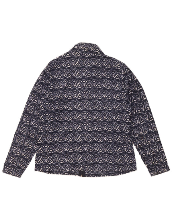 Giacca in pile da donna Marks & Spencer UK 16 Large Blu Navy geometrico