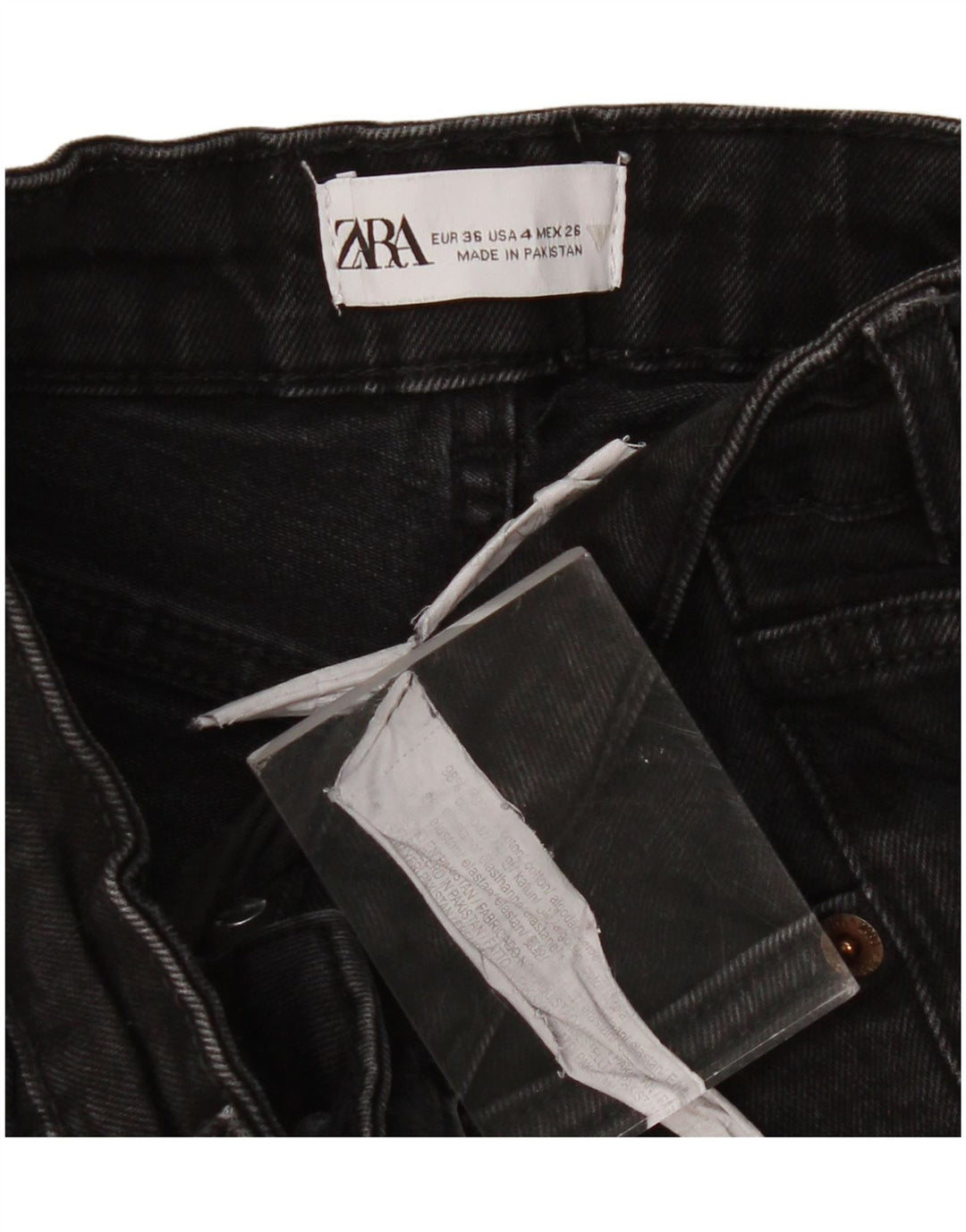 Jeans corti da donna ZARA EU 36 XS W26 L23 cotone nero