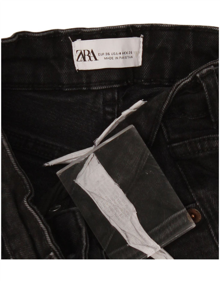 Jeans corti da donna ZARA EU 36 XS W26 L23 cotone nero