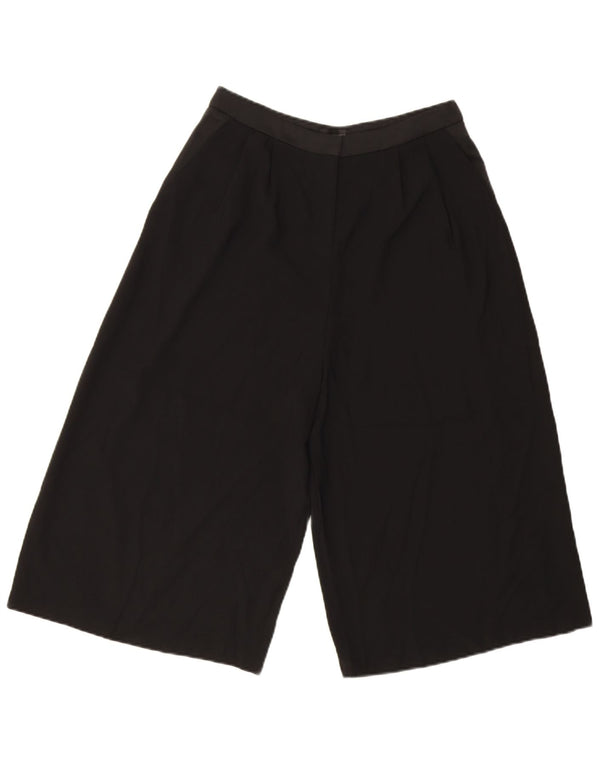 Topshop Pantaloncini Bermuda da donna a gamba larga a vita alta UK 10 piccoli W28 neri