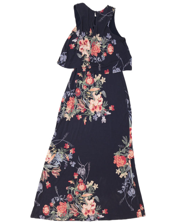 Abito lungo da donna con spalle scoperte Monsoon UK 12 Medio blu navy floreale