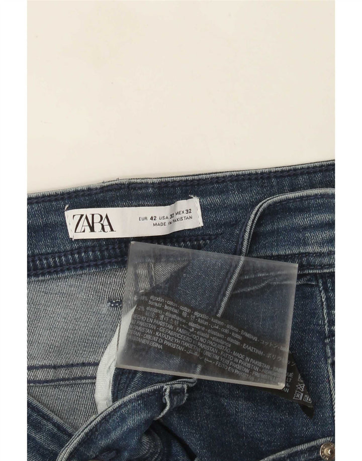 Jeans slim invecchiati da uomo Zara EU 42 Large W32 L27 cotone blu