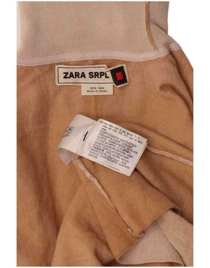 Maglione maglione a collo alto da donna Zara UK 12 Lana beige medio