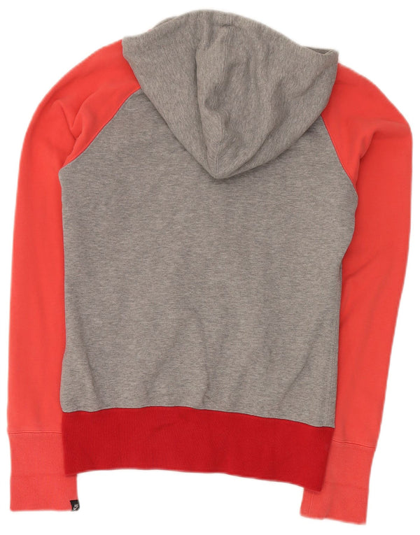 Felpa con cappuccio e zip da donna NIKE UK 10 Small in cotone color block grigio