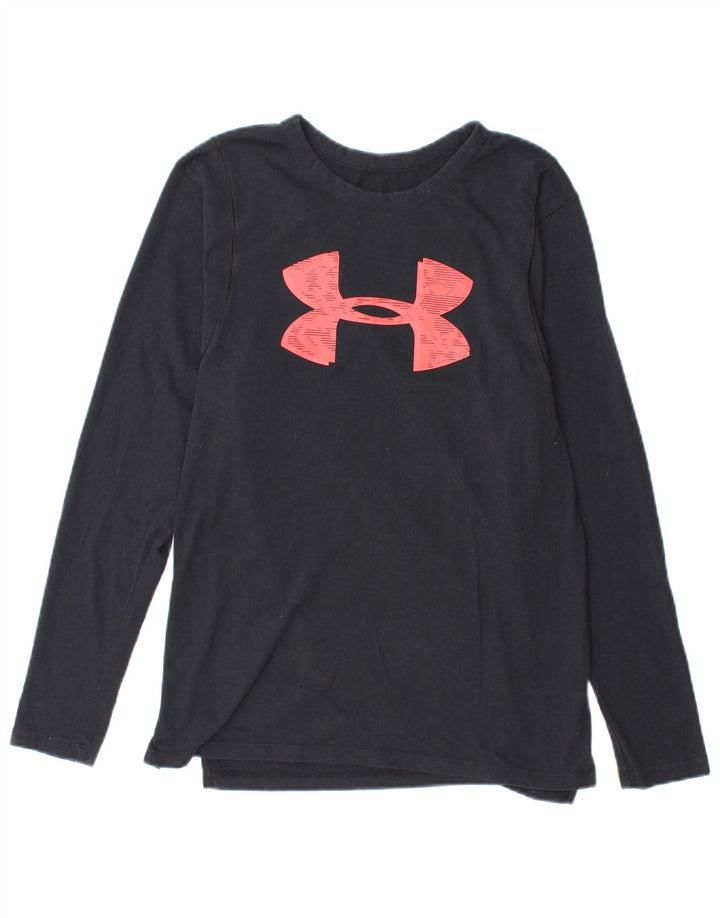 Maglietta grafica da donna Under Armour manica lunga UK 10 Small Blu Navy
