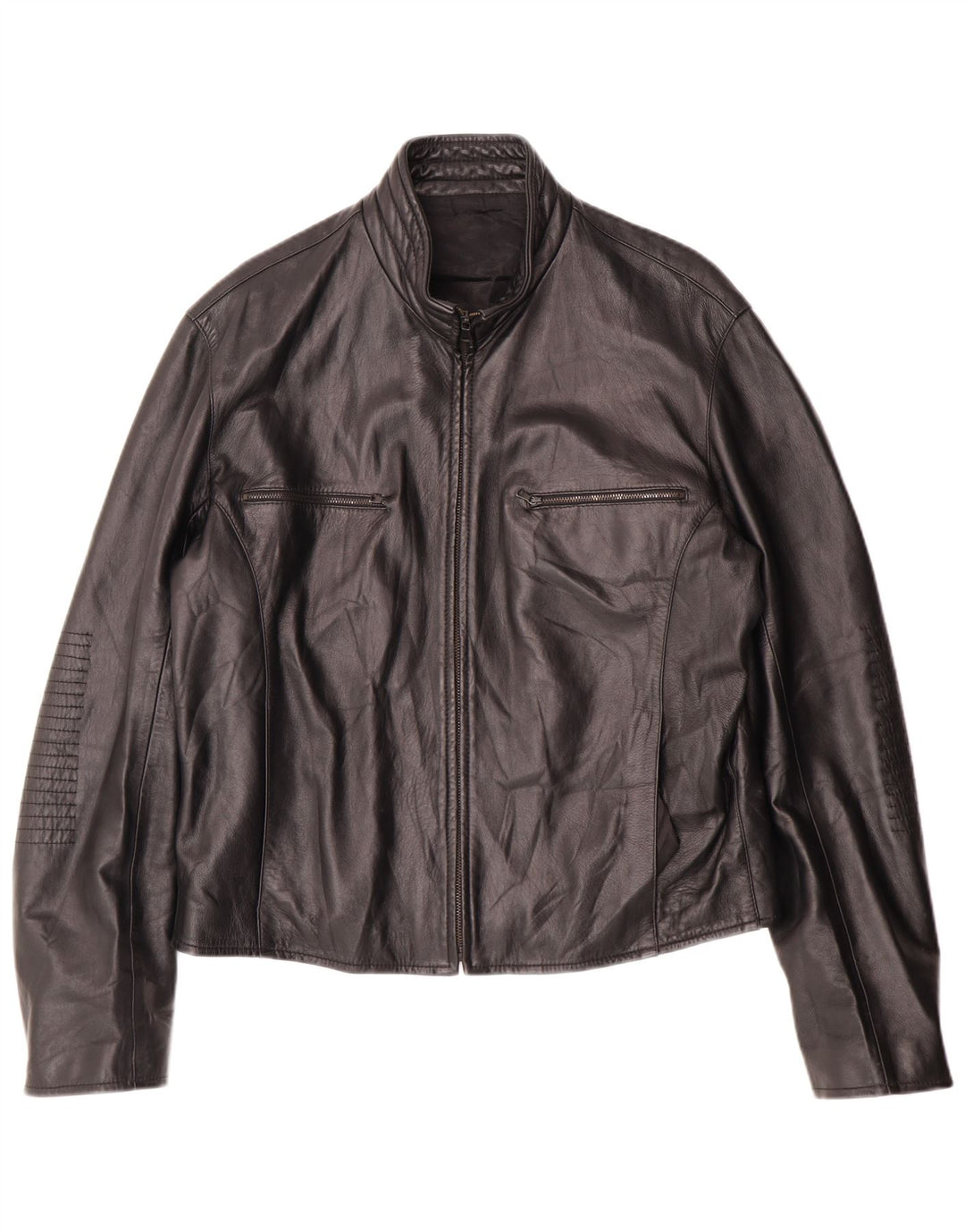 Giacca in pelle vintage da donna IT 52 2XL Pelle nera