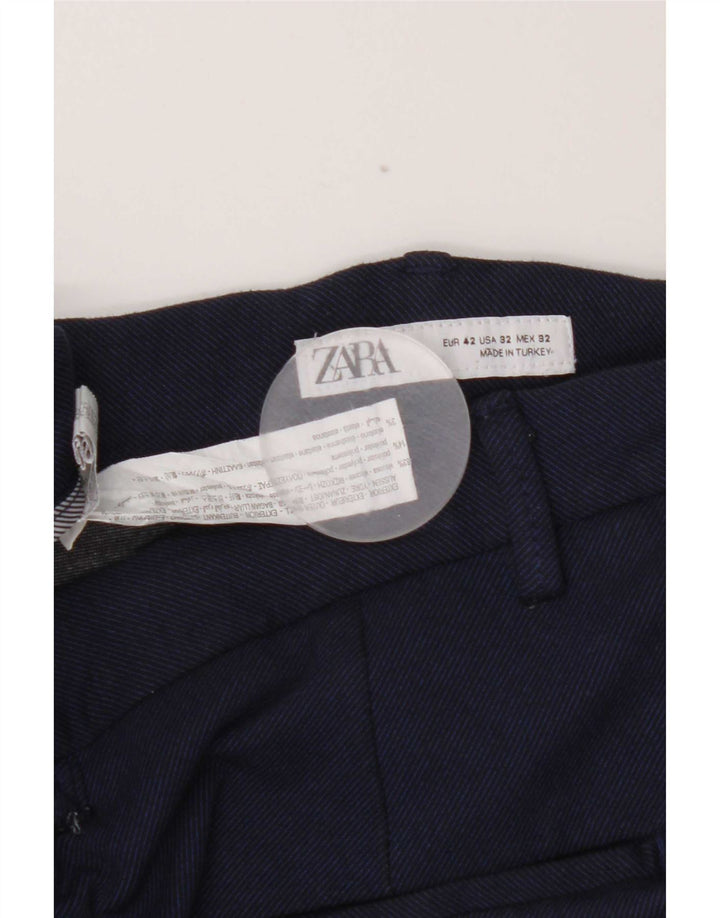 Pantaloncini chino da uomo Zara EU 42 Large W32 viscosa blu navy