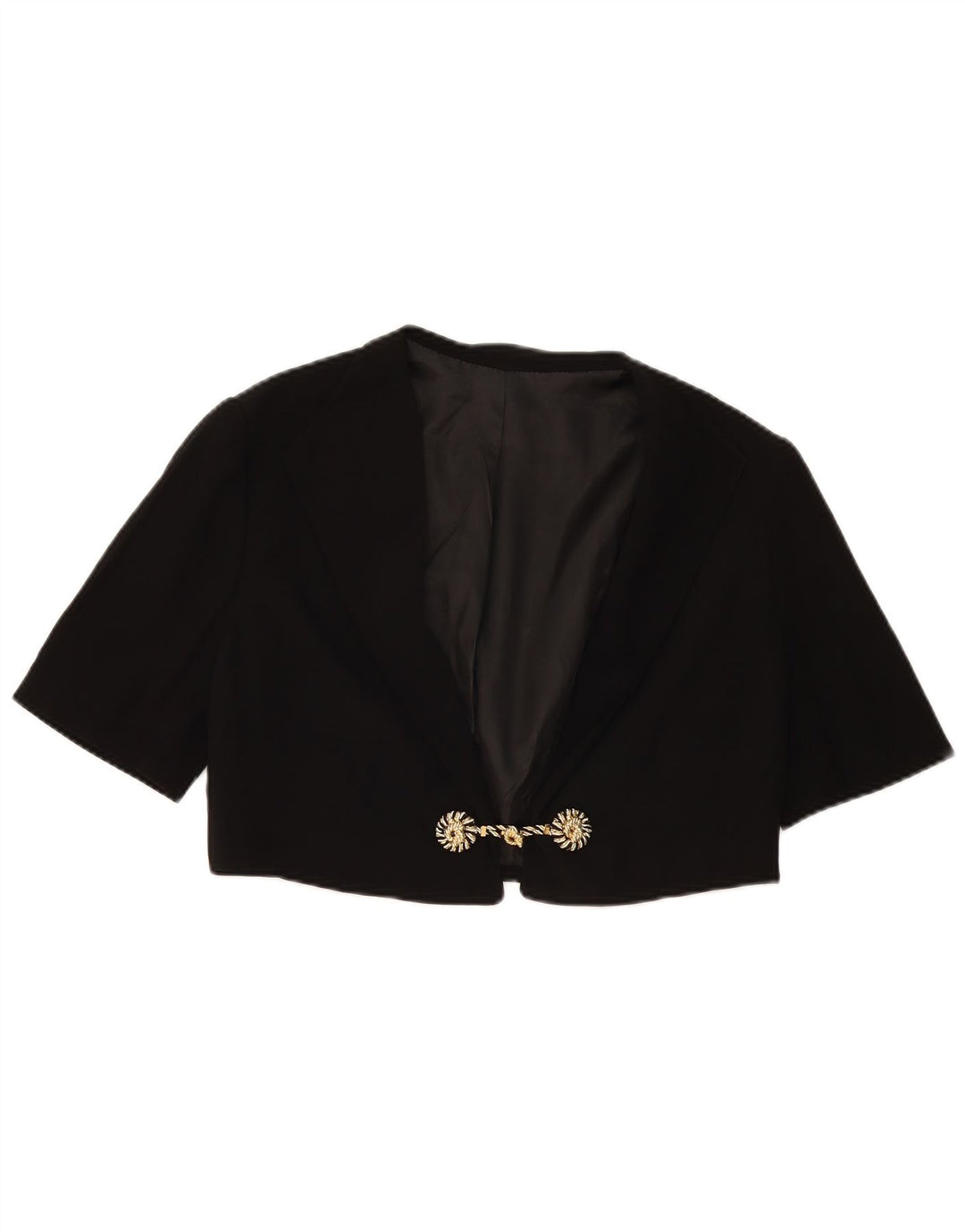 Giacca Bolero vintage da donna a maniche corte UK 14 media nera