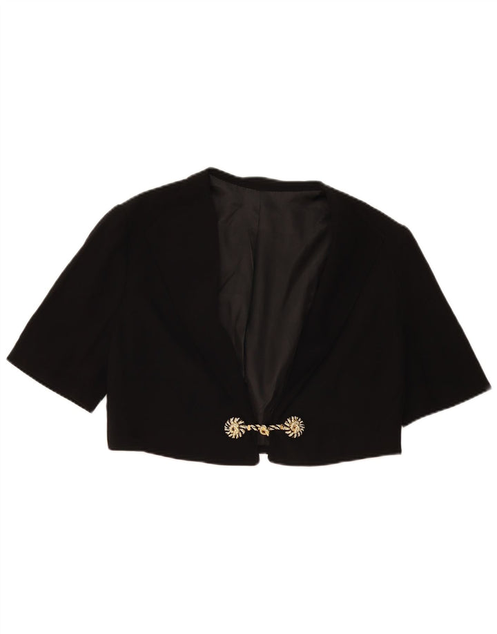 Giacca Bolero vintage da donna a maniche corte UK 14 media nera
