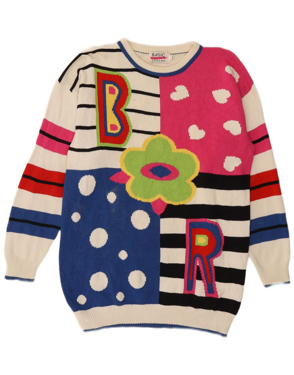 Maglione basic da donna con scollo a barca lungo e collo a barca UK 14 medio multicolore