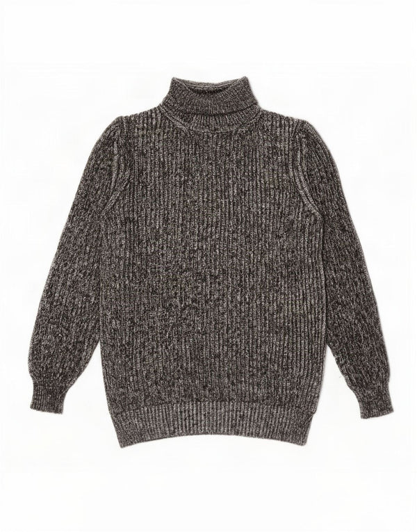 Maglione maglione collo alto da donna Zara UK 12 Acrilico screziato grigio medio