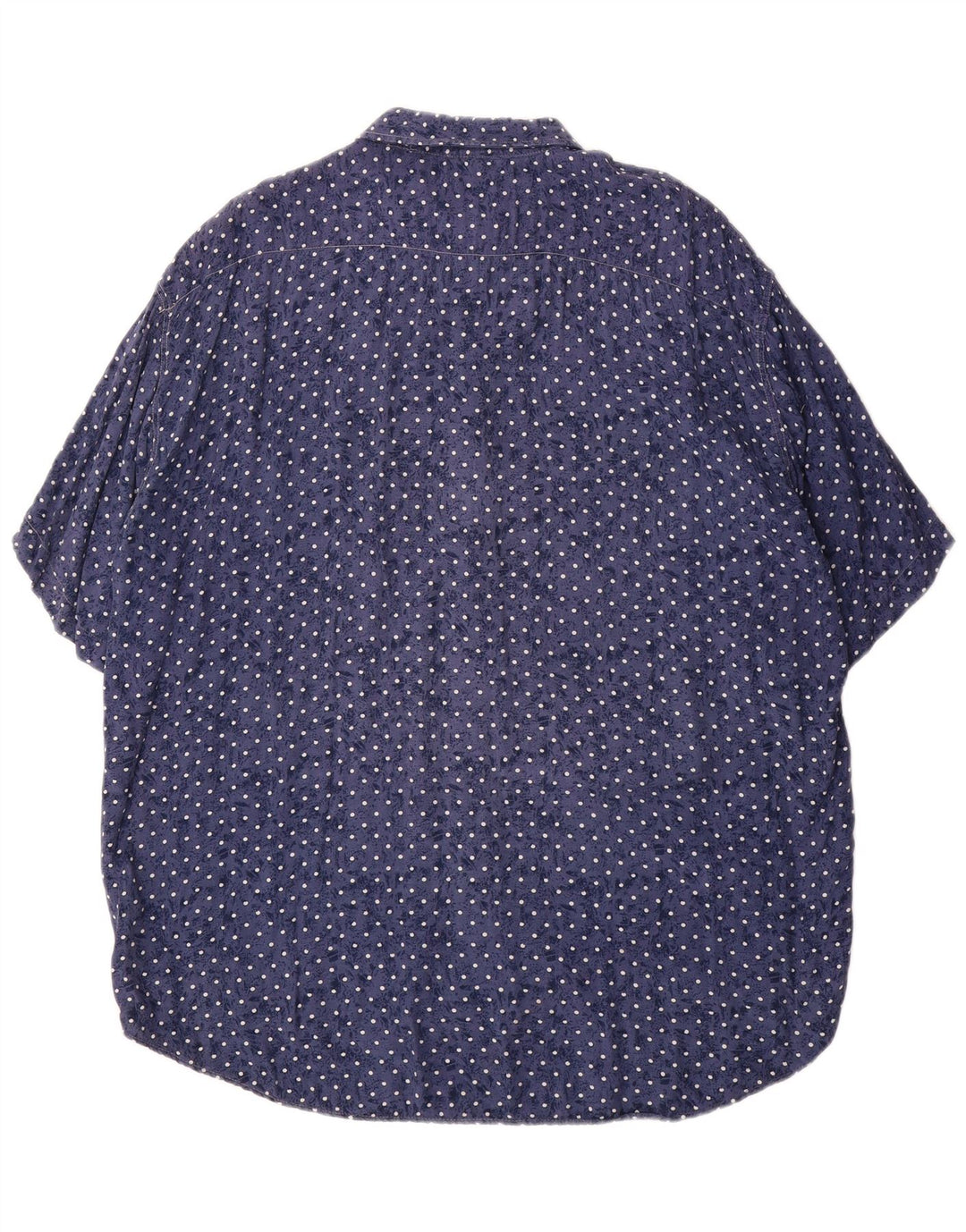 KANTAROS Camicia a maniche corte da uomo XL in viscosa maculata blu navy