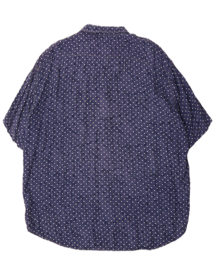 KANTAROS Camicia a maniche corte da uomo XL in viscosa maculata blu navy