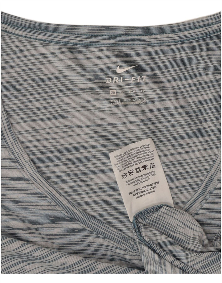 T-shirt Nike da donna Dri Fit vestibilità ampia UK 6 XS poliestere a righe blu