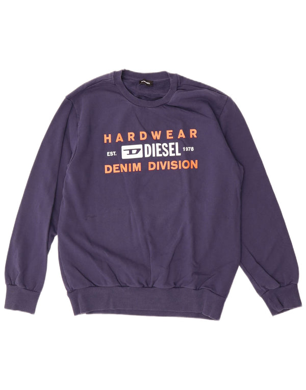 Diesel Felpa con grafica per ragazzi Maglione 13-14 anni in cotone blu navy