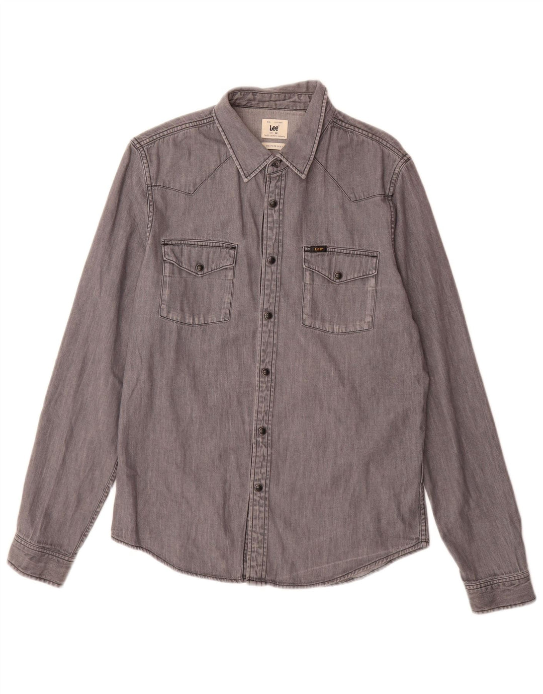 Camicia di jeans da uomo Lee in cotone grigio medio