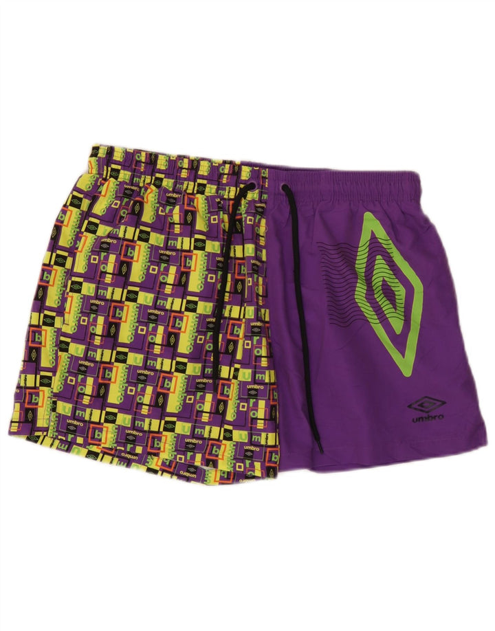 Pantaloncini da bagno grafici da uomo Umbro grandi in poliestere geometrico viola