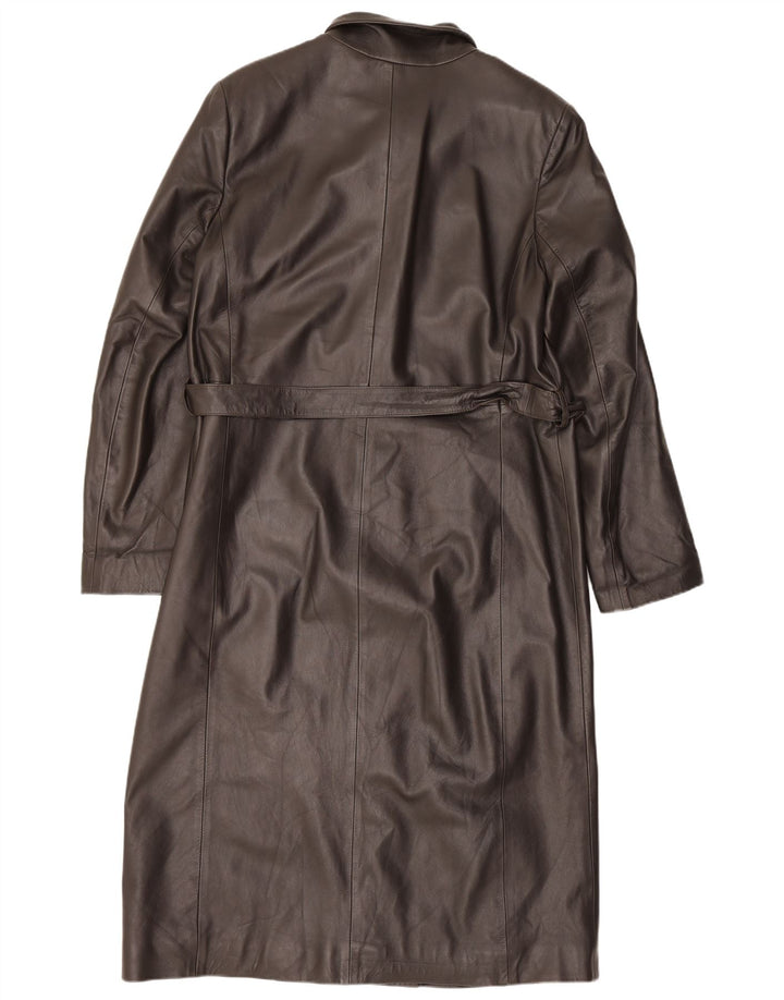 Cappotto in pelle vintage da donna IT 46 grande marrone
