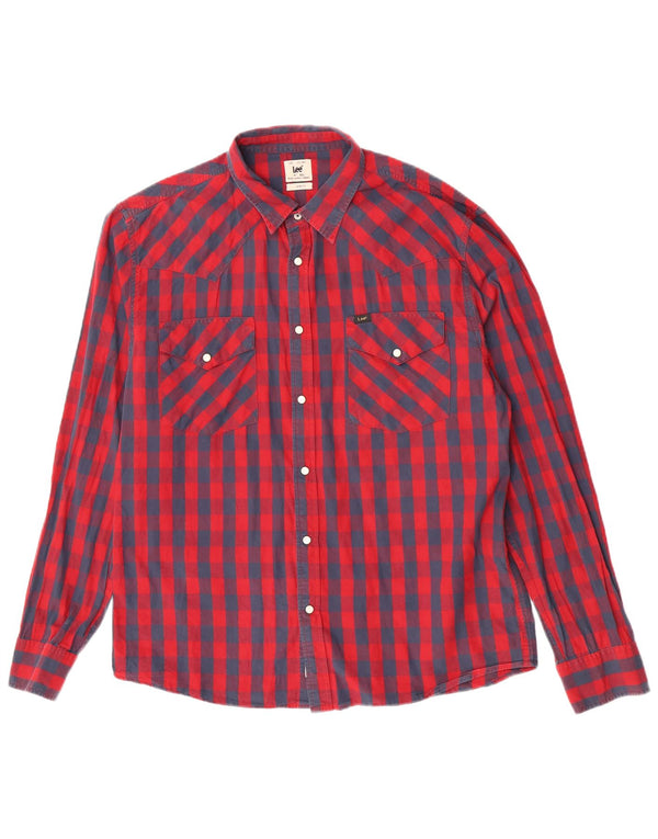 Camicia Lee da uomo slim fit 2XL in cotone a quadri rossi