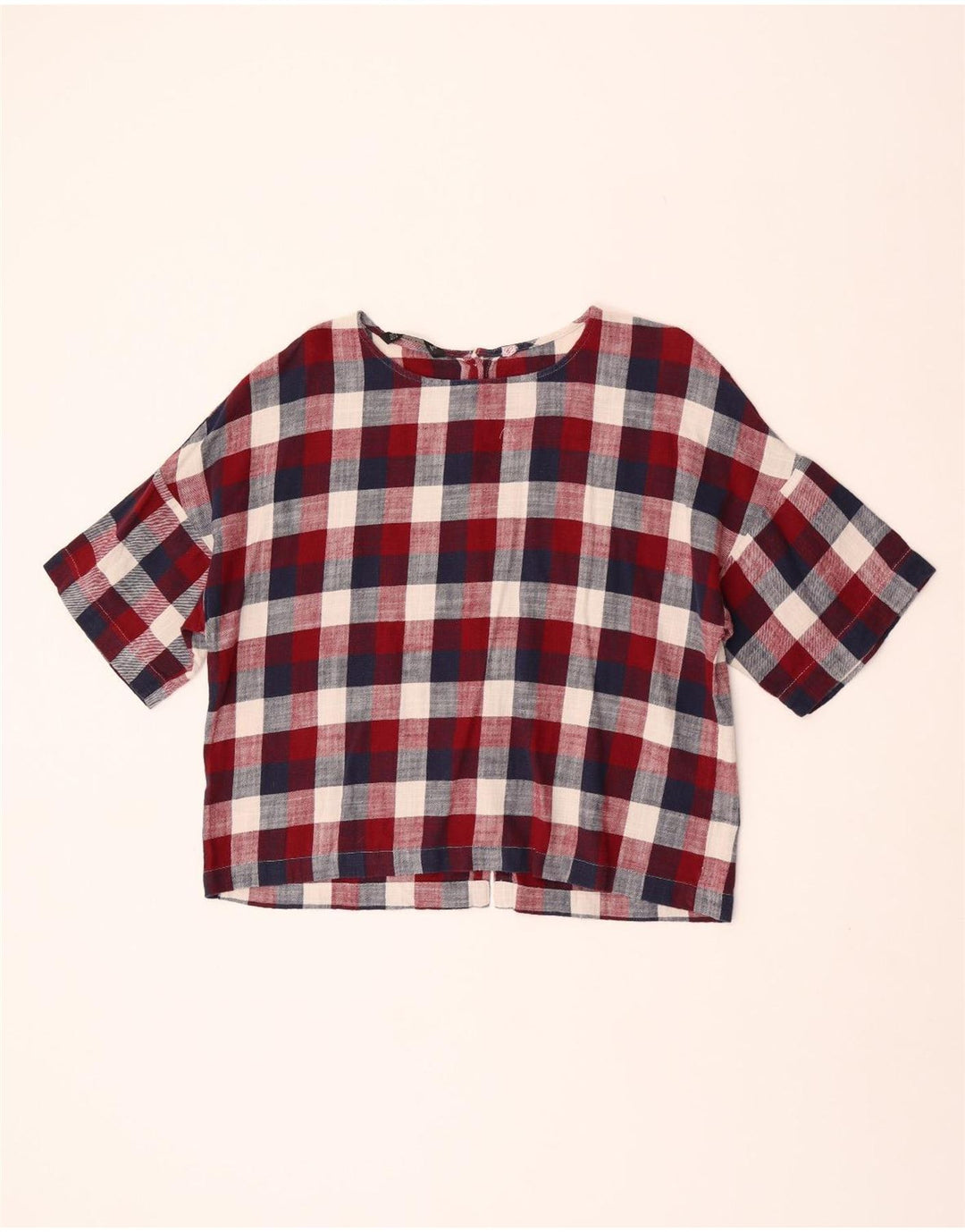Camicia Zara da donna a maniche corte camicetta UK 16 grande quadretto multicolore