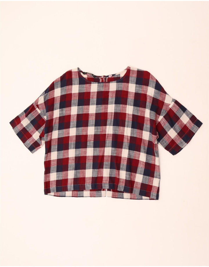 Camicia Zara da donna a maniche corte camicetta UK 16 grande quadretto multicolore