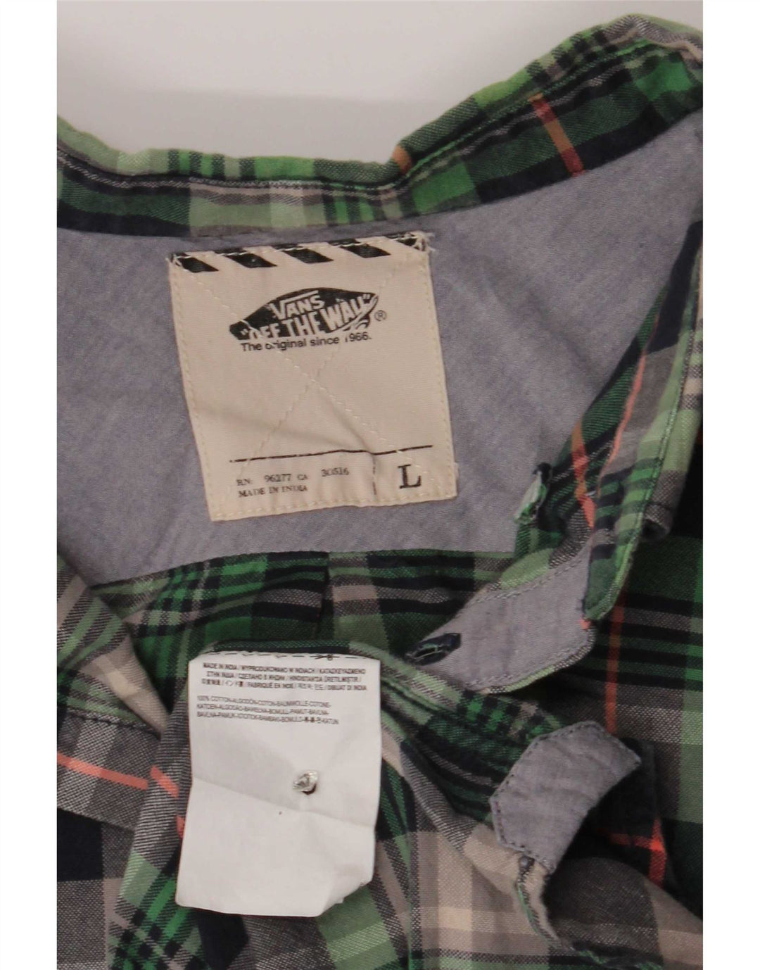 Camicia da uomo Vans in cotone a quadri verdi grandi