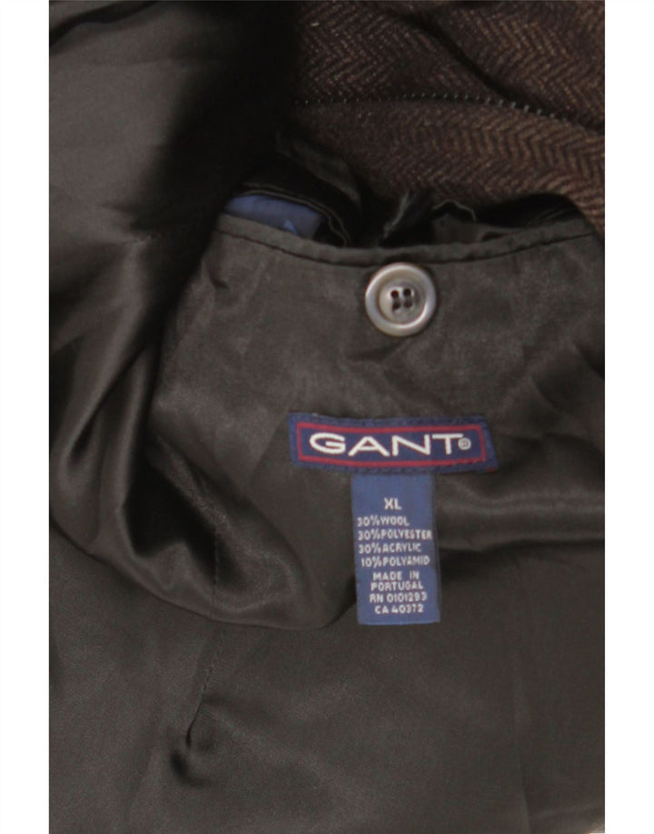 GANT Cappotto da uomo UK 42 XL Lana a spina di pesce marrone