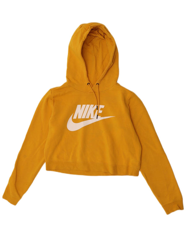 Felpa con cappuccio grafica corta oversize da donna Nike UK 14 cotone giallo medio