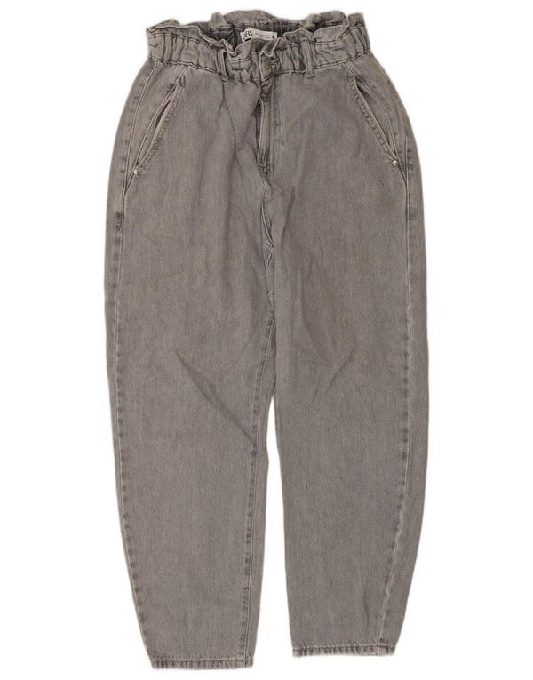 Jeans affusolati a vita alta corti da donna Zara EU 38 piccoli W28 L26 cotone grigio