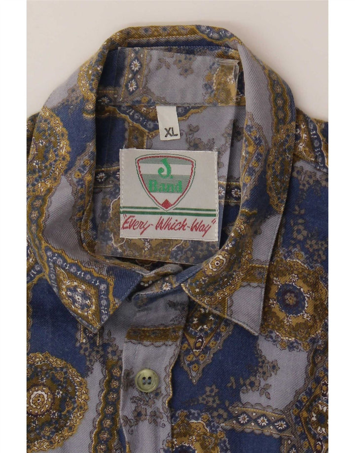 Camicia Vintage Bambino 12-13 Anni XL Blu Geometrico